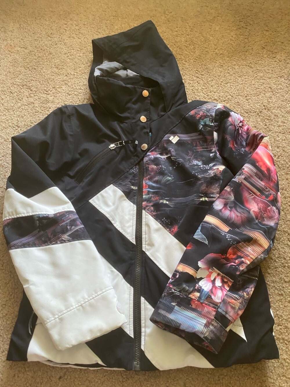 Obermeyer Tabor Jacket Black White Floral